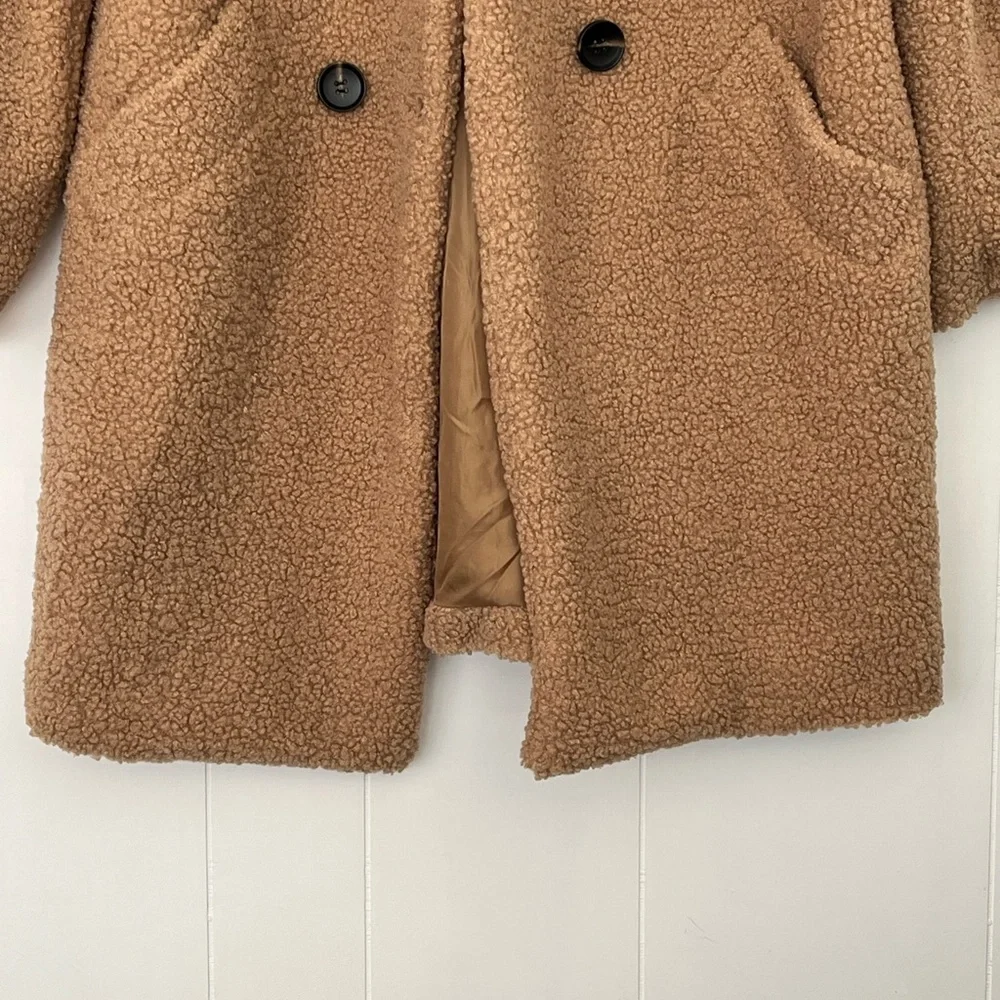 Flamingo Teddy Coat Carmel Women's Double-Breasted Coat Size - Picture 7 of 11